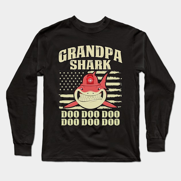 Grandpa Shark-Firefighter T-Shirt Long Sleeve T-Shirt by Murder By Text